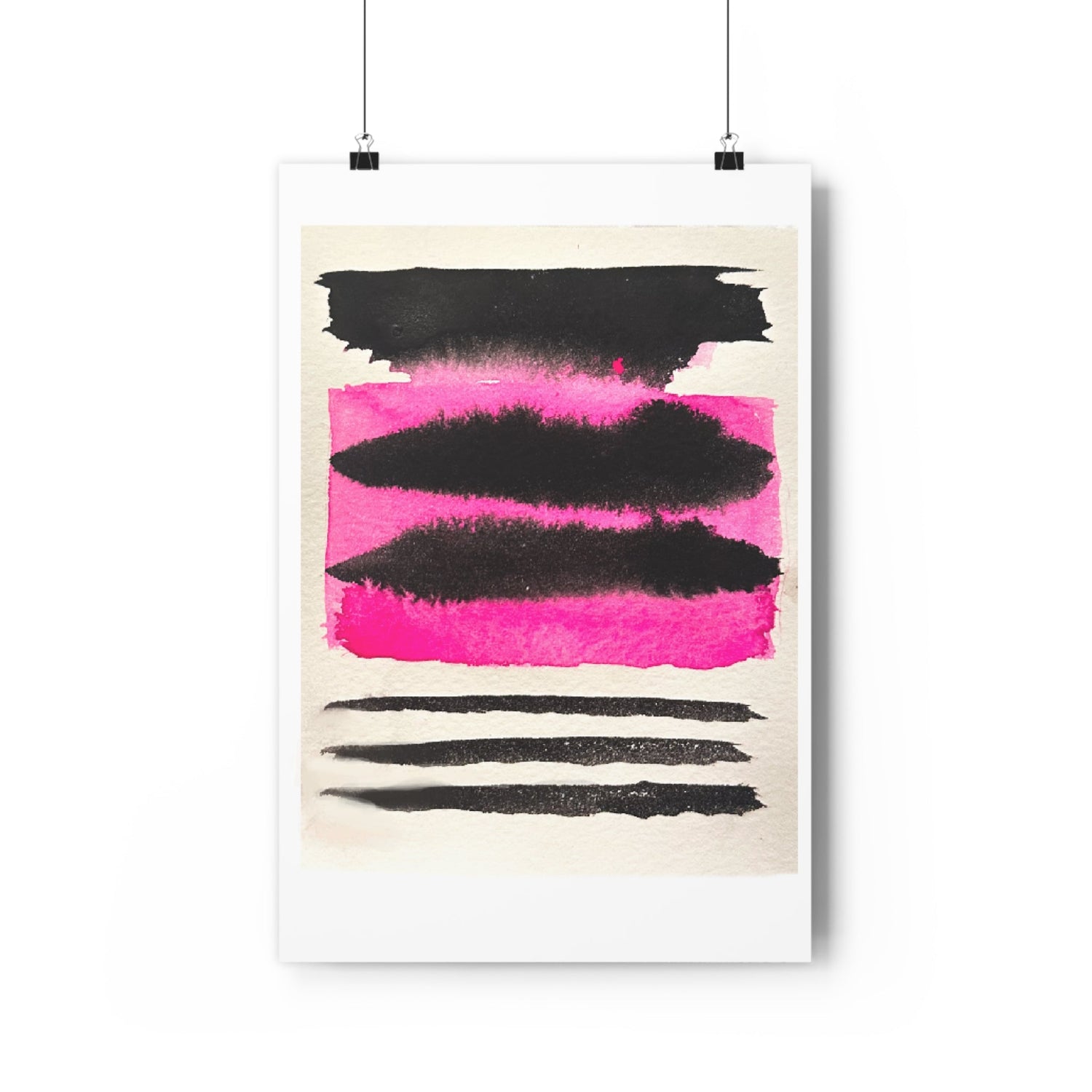 abstract watercolor art print wall art pink and black poster print mood room