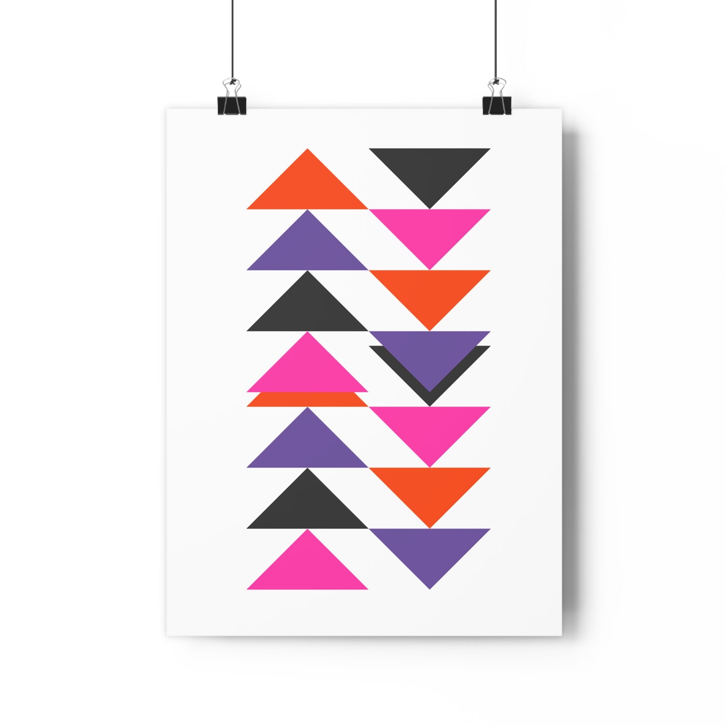 Pink Orange Black Purple Triangles Geometric Mod Shapes Art Print - The Mood Room By Viddy Pop Art Prints