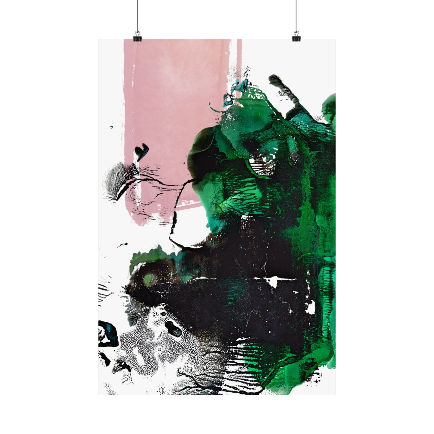 Jax Modern Abstract Acrylic Green, Black, and Pink Digital Art Print