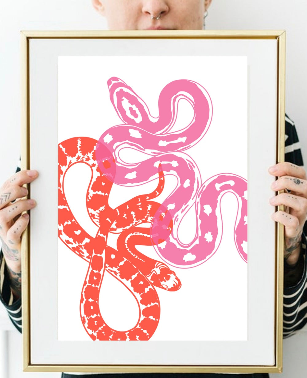 Snakes Illustration  Art Print Poster