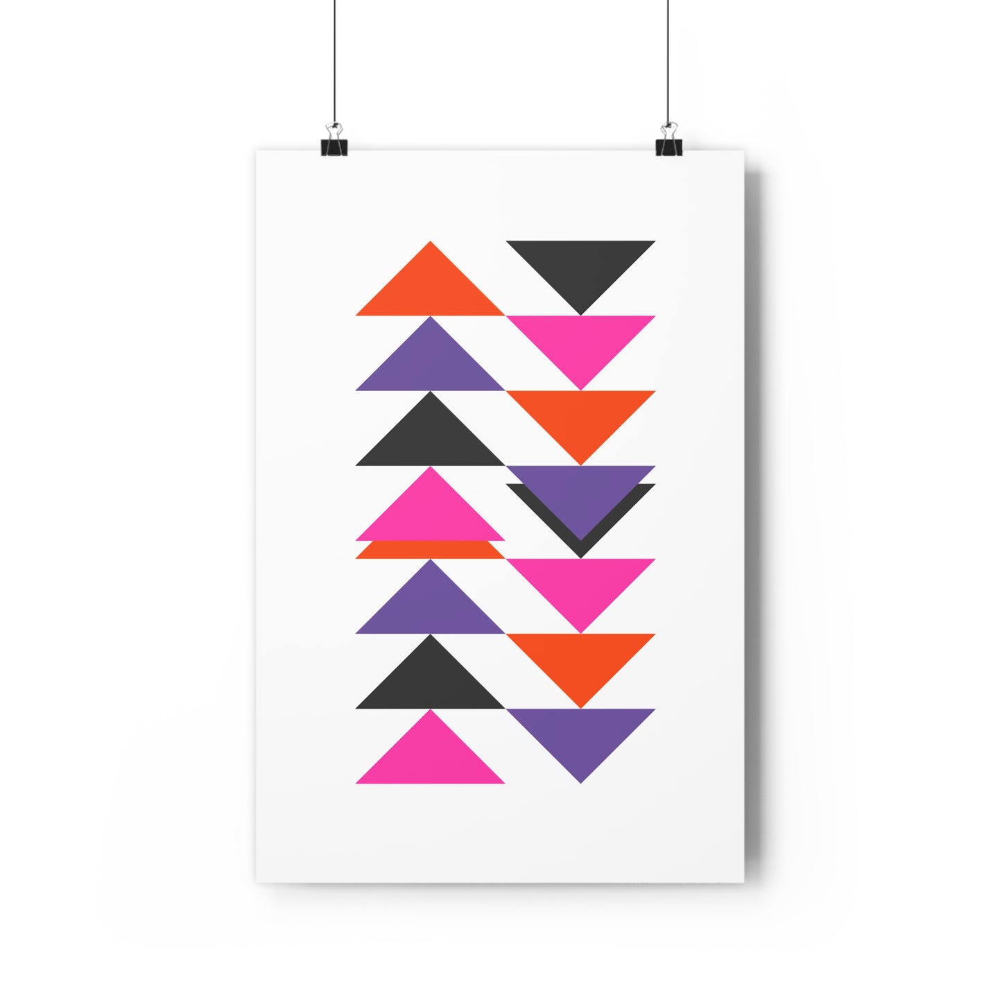 Pink Orange Black Purple Triangles Geometric Mod Shapes Art Print - The Mood Room By Viddy Pop Art Prints