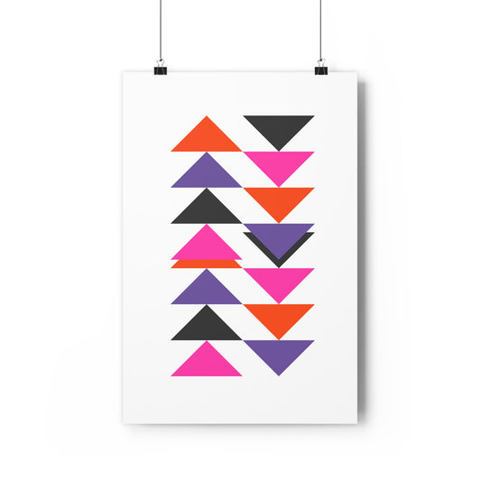 Pink Orange Black Purple Triangles Geometric Mod Shapes Art Print - The Mood Room By Viddy Pop Art Prints